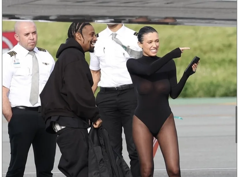 Kanye West’s Wife Bianca Censori Puts Breasts And Ass On Display In See Through Leotard As They Exit Jet With Her Mother Ty Dollar $ign